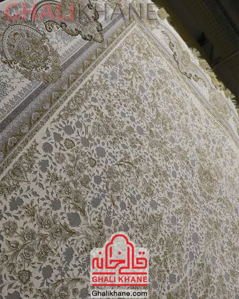 فرش نگین مشهد ۱۵۰۰ شانه طرح افشان کد 1503 کرم