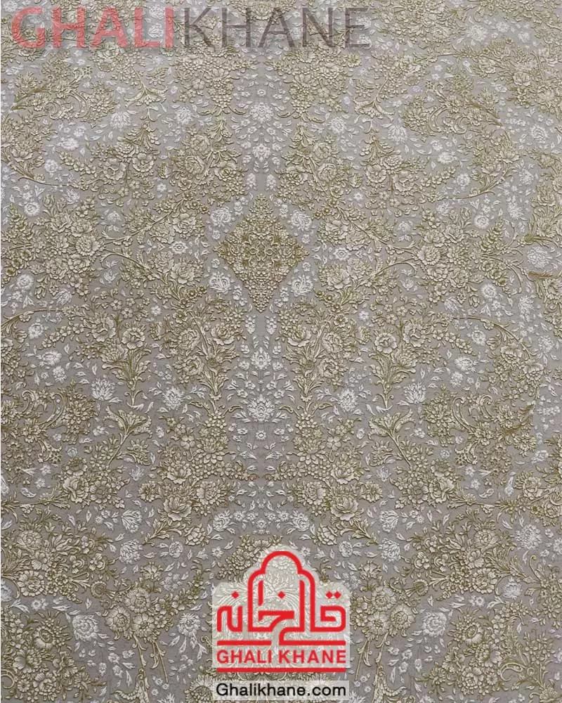 فرش نگین مشهد 1500 شانه طرح افشان کد 1503 نقره ای