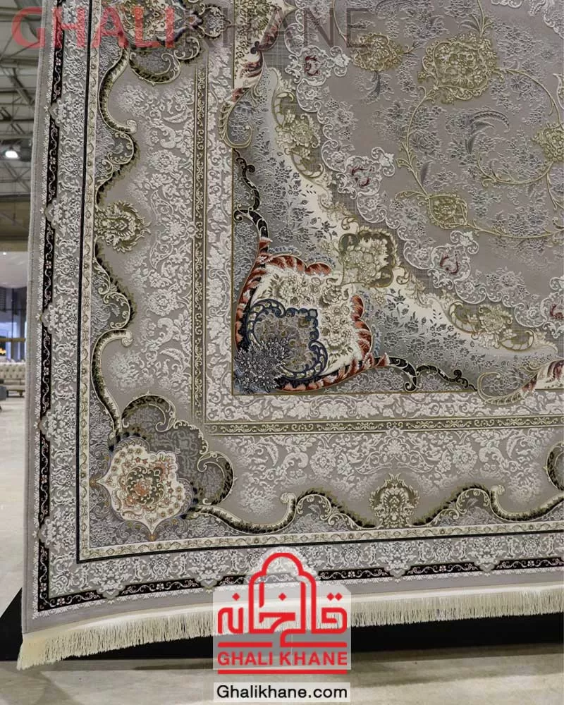 فرش 1500 شانه نگین مشهد نقره ای کد 1504
