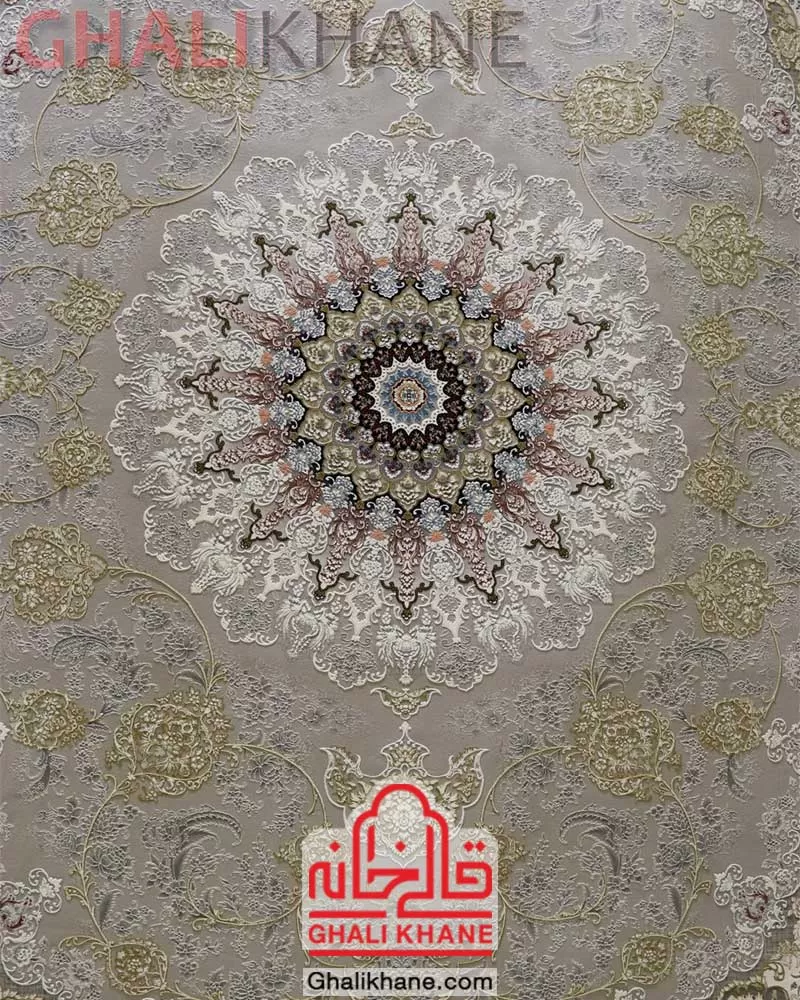 فرش 1500 شانه نگین مشهد نقره ای کد 1504