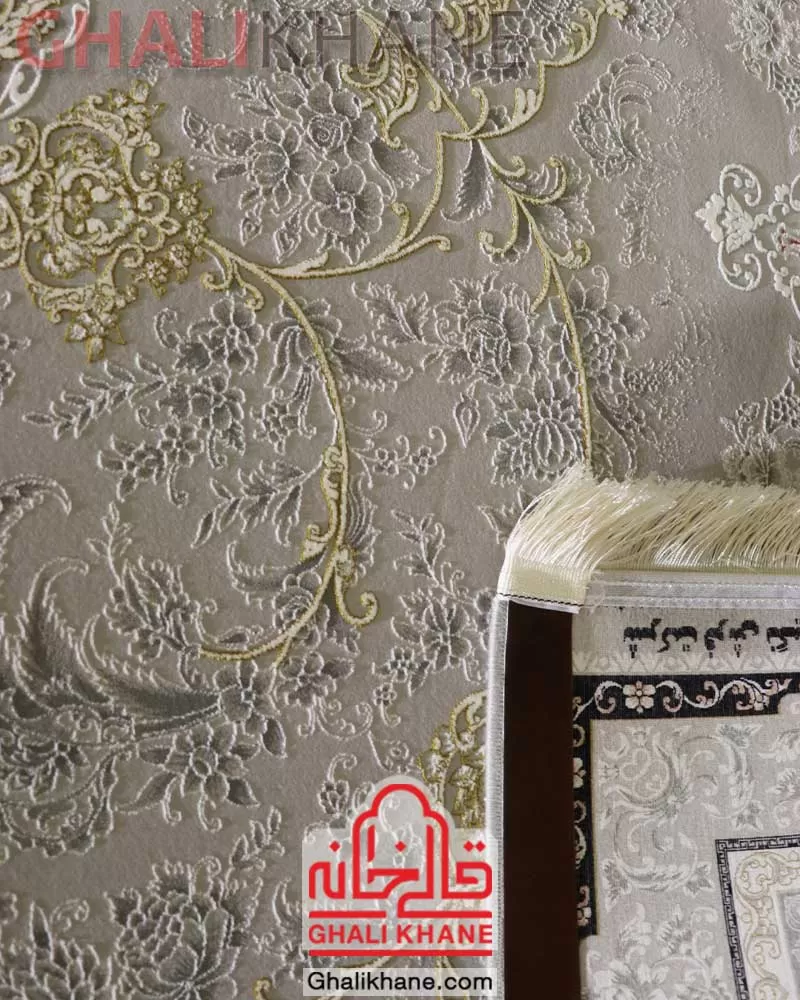 فرش 1500 شانه نگین مشهد نقره ای کد 1504