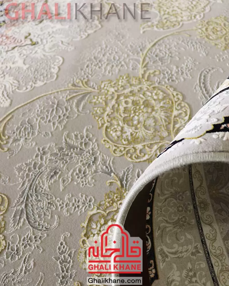 فرش 1500 شانه نگین مشهد نقره ای کد 1504