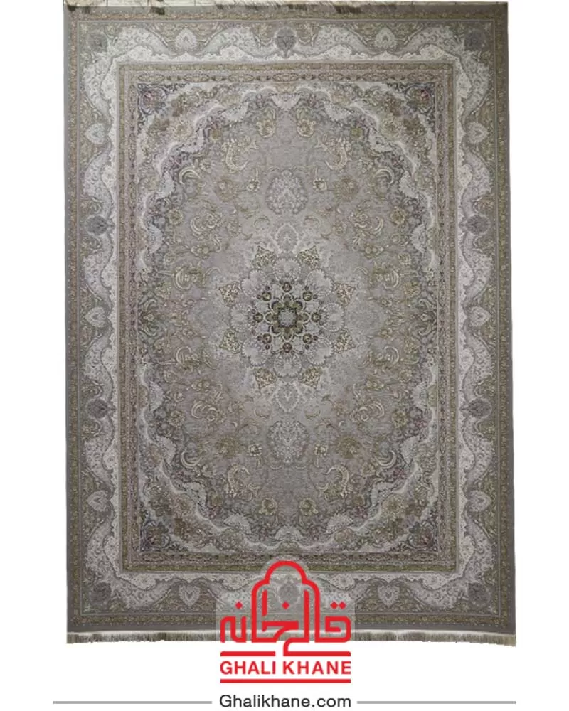 فرش ۱۵۰۰ شانه گل برجسته نگین مشهد کد ۱۵۰۵  نقره ای