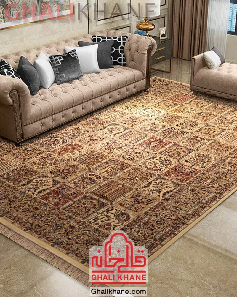ارسال فوری فرش ستاره کویر یزد کلکسیون شاه عباسی  500 شانه کد XI-X047-1401
