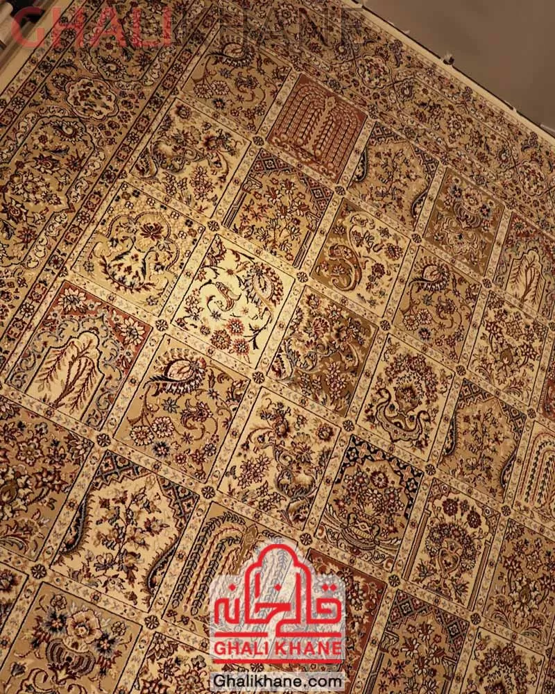 فرش ستاره کویر یزد کلکسیون شاه عباسی  500 شانه کد XI-X047-1401 درجه 1