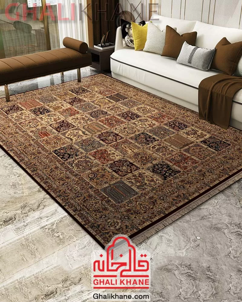 خرید اینترنتی   فرش ستاره کویر یزد کلکسیون شاه عباسی  500 شانه کد XI-X047-1451