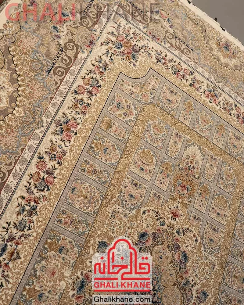 نمایندگی رسمی  فرش ستاره کویر یزد کلکسیون نقش جهان 1000 شانه کد HI-E042-2003