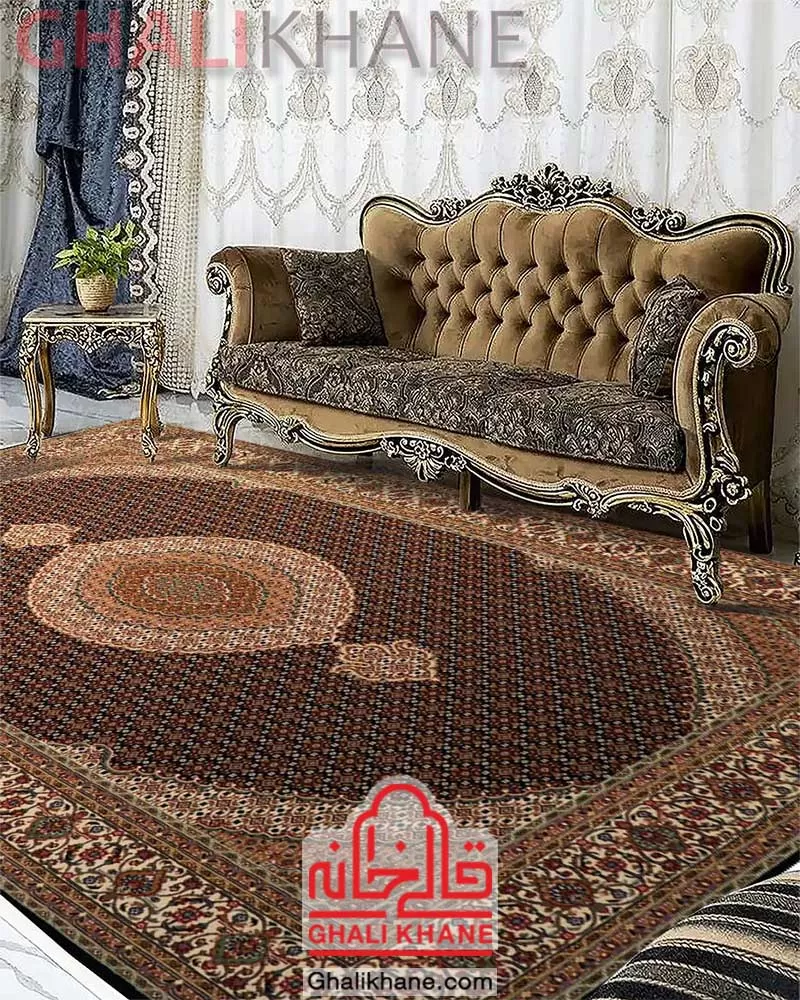 قالیخانه -  فرش ستاره کویر یزد کلکسیون ایساتیس 500 شانه کد IA-I006-8090