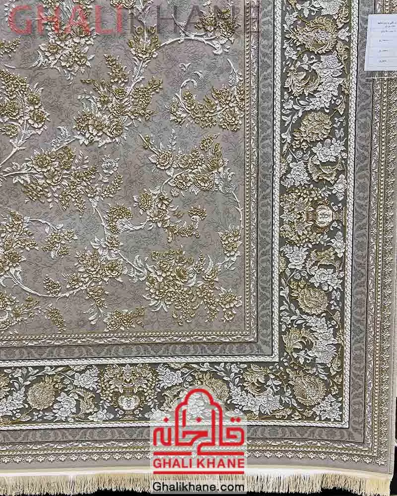 فرش ماشینی نگین مشهد کد 1227 نقره ای