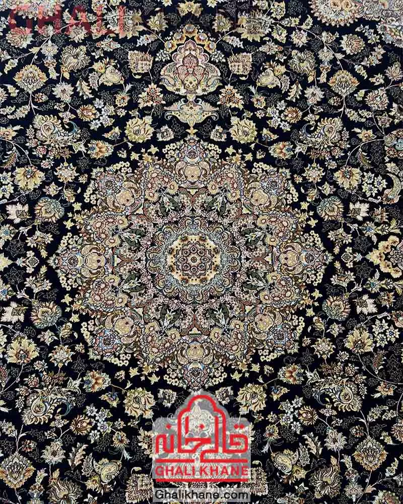 فرش مشهد 700 شانه کد 702033 سرمه ای