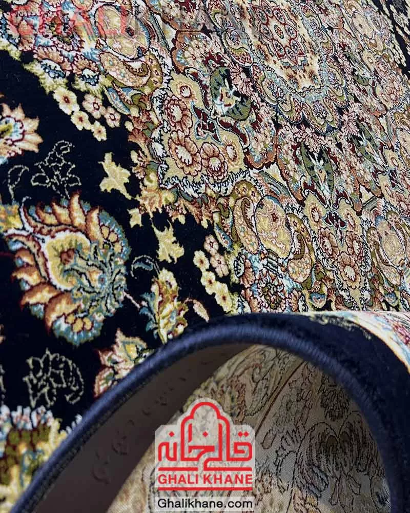 فرش مشهد 700 شانه کد 702033 سرمه ای