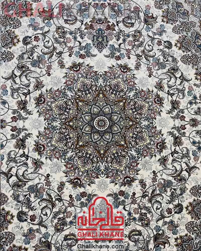 فرش ماشینی مشهد 700 شانه کد 722146 کرم
