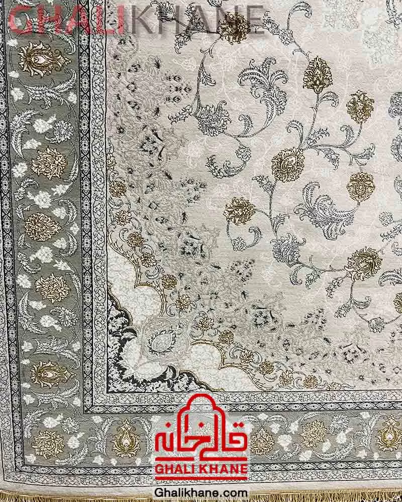 فرش نگین مشهد 700 شانه کد 2610 نقره ای