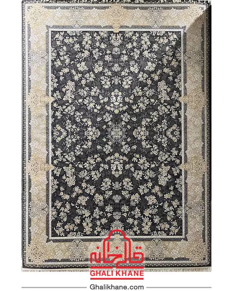 فرش وینتیج افشان زمرد مشهد کد 35075 طوسی تیره