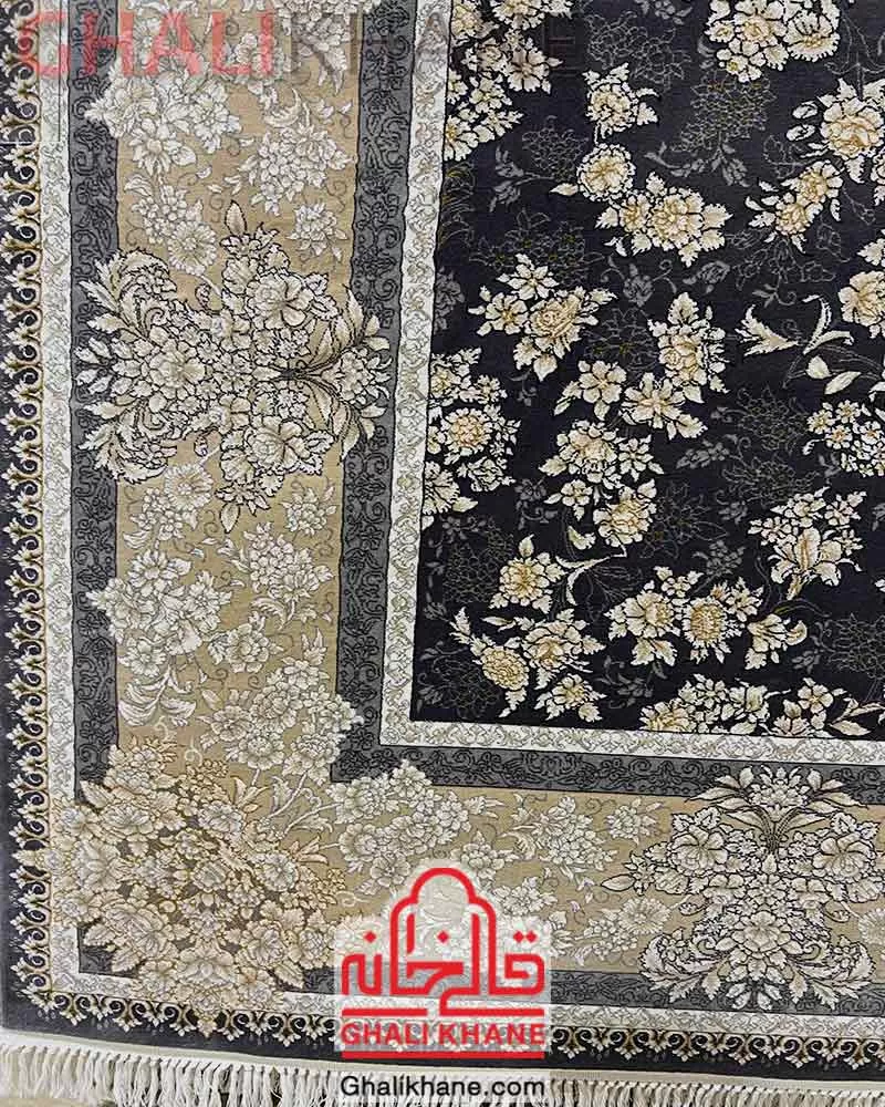 فرش وینتیج افشان زمرد مشهد کد 35075 طوسی تیره