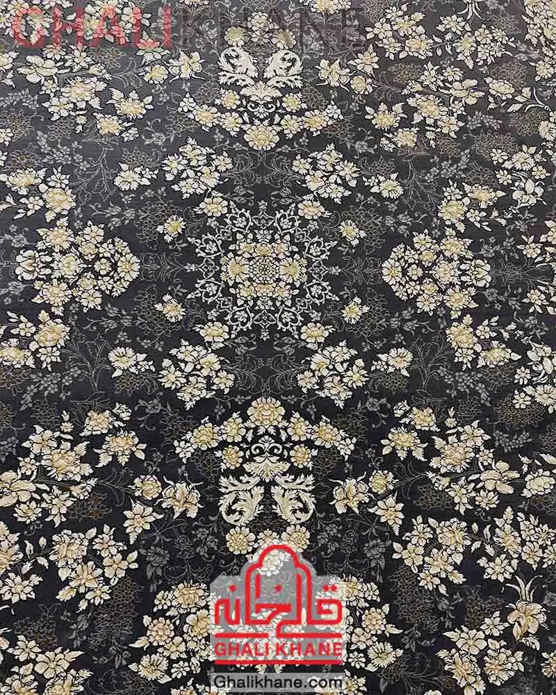 فرش وینتیج افشان زمرد مشهد کد 35075 طوسی تیره