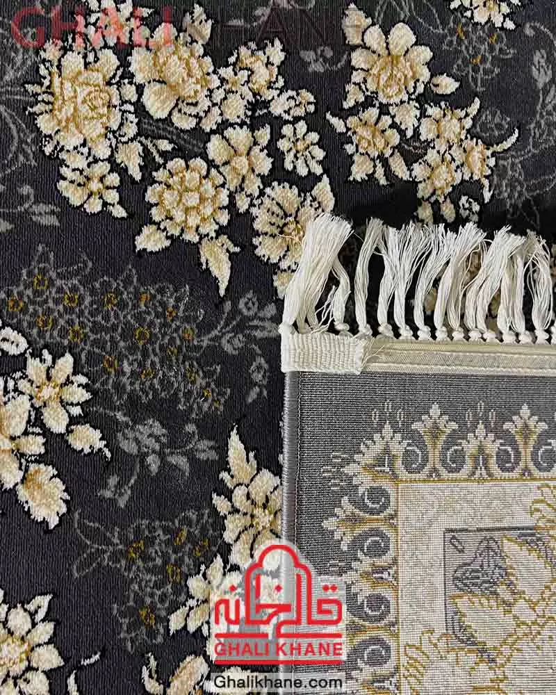 فرش وینتیج افشان زمرد مشهد کد 35075 طوسی تیره