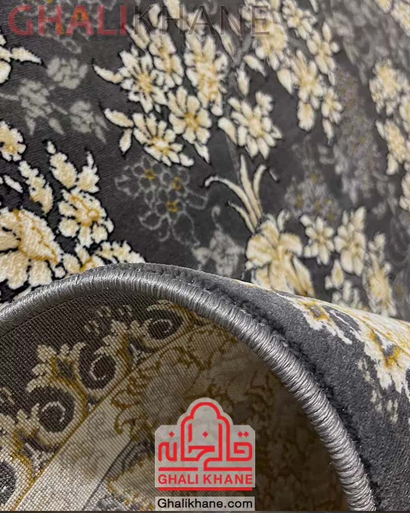 فرش وینتیج افشان زمرد مشهد کد 35075 طوسی تیره