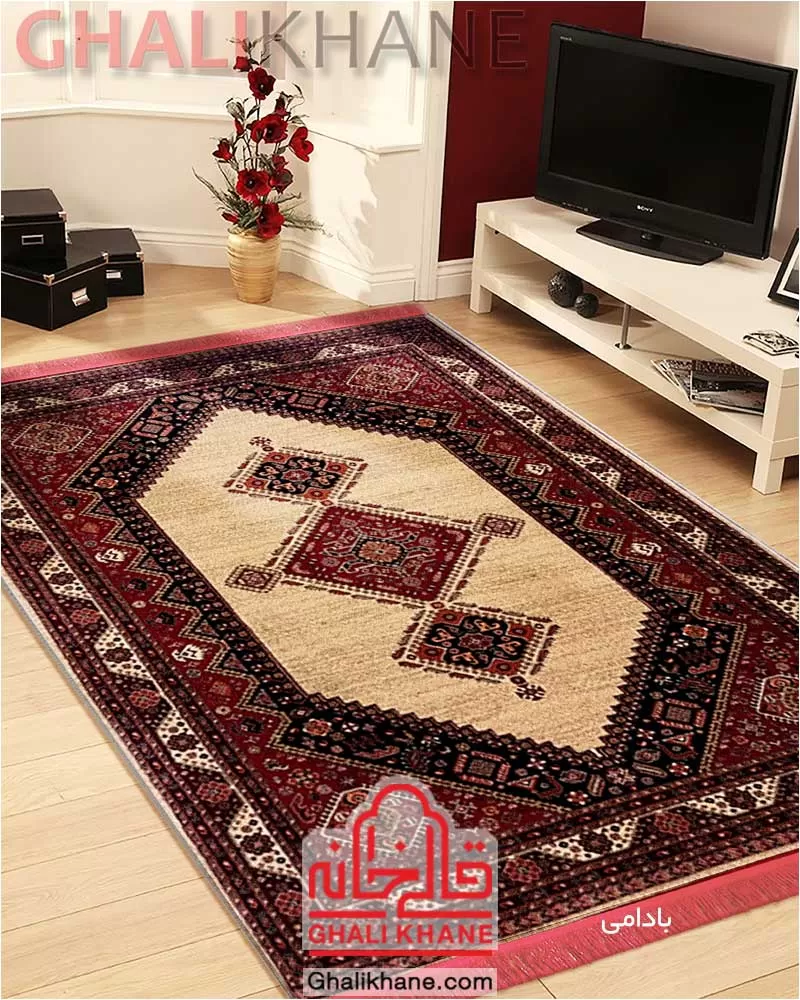 فرش گبه زمرد مشهد 700 شانه کد 38000 بادامی
