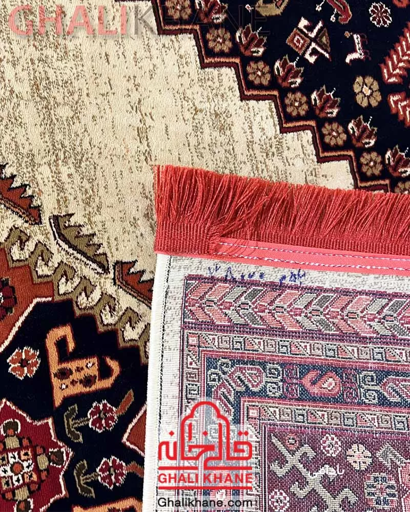 فرش گبه زمرد مشهد 700 شانه کد 38000 بادامی