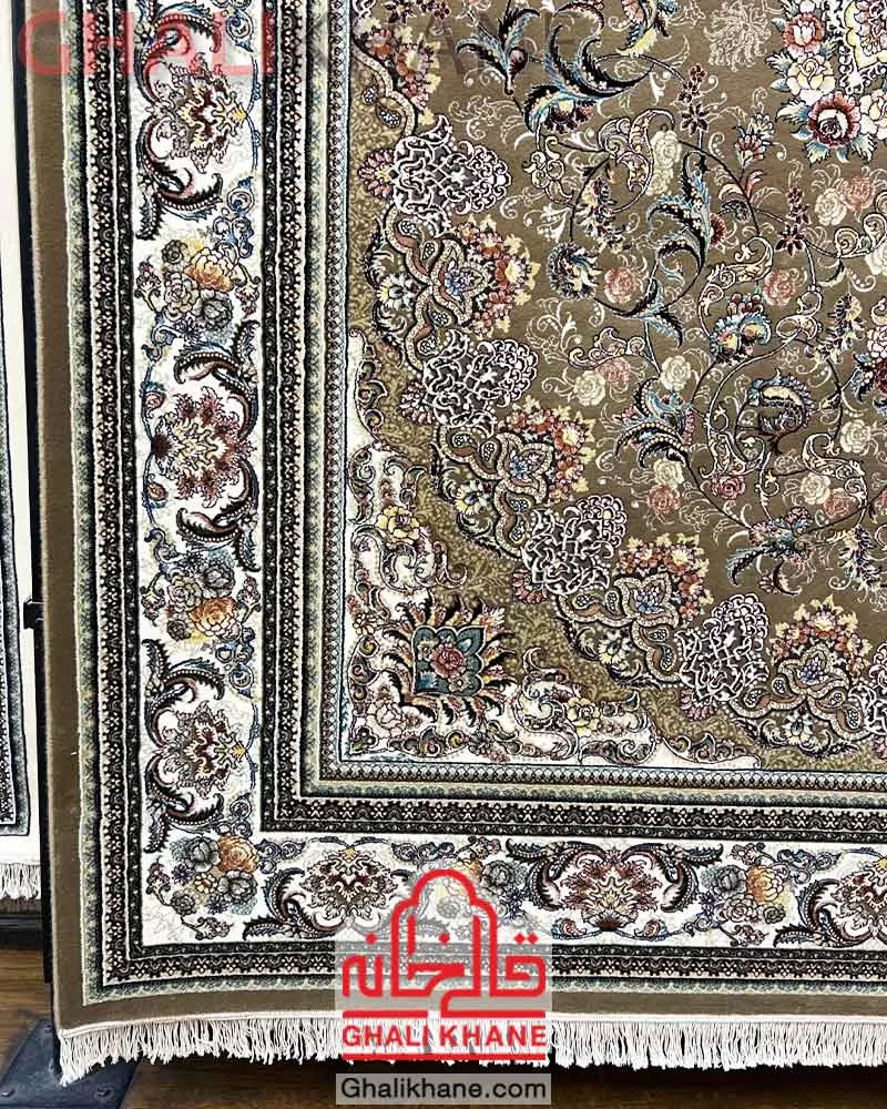 فرش ماشینی مشهد 700 شانه کد 722146 گردویی
