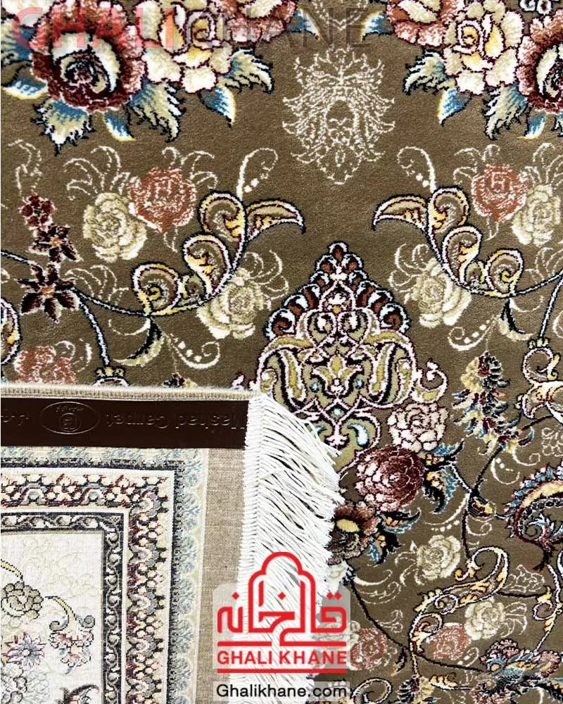 فرش ماشینی مشهد 700 شانه کد 722146 گردویی