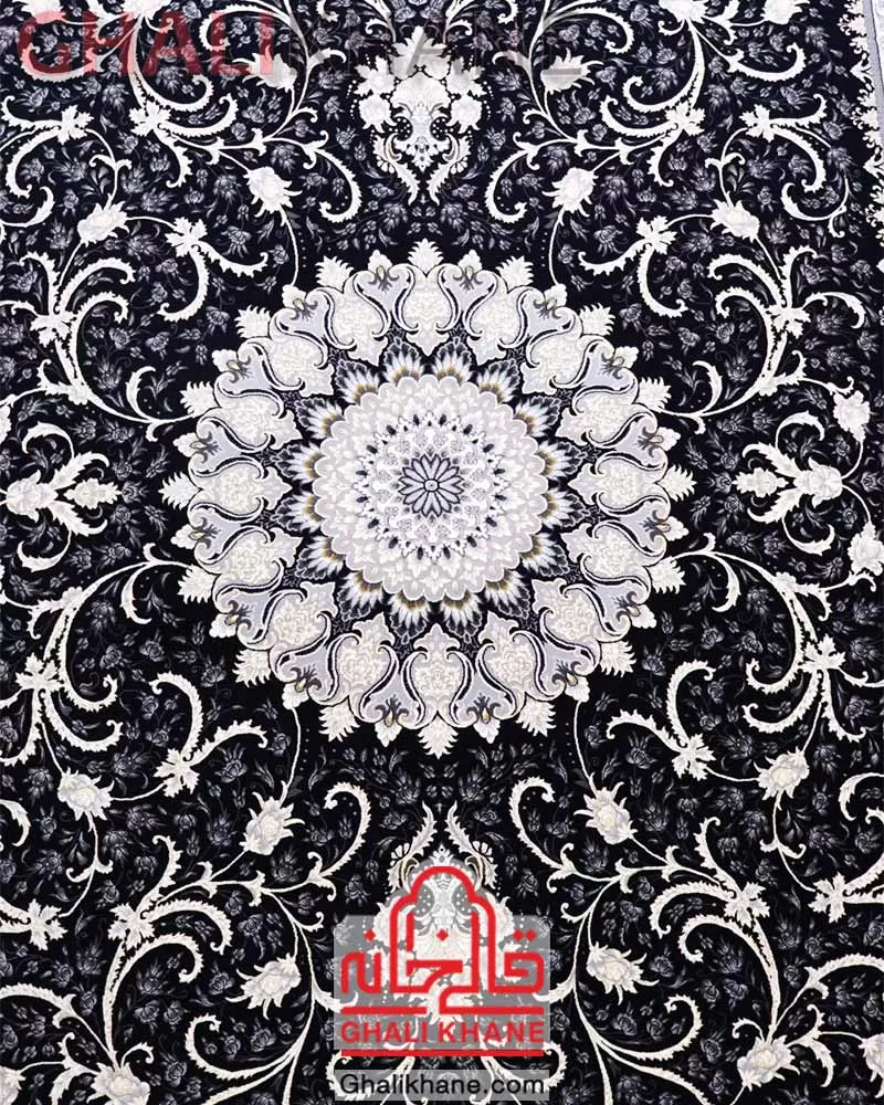 فرش مشهد 700 شانه کد 722257 سرمه ای
