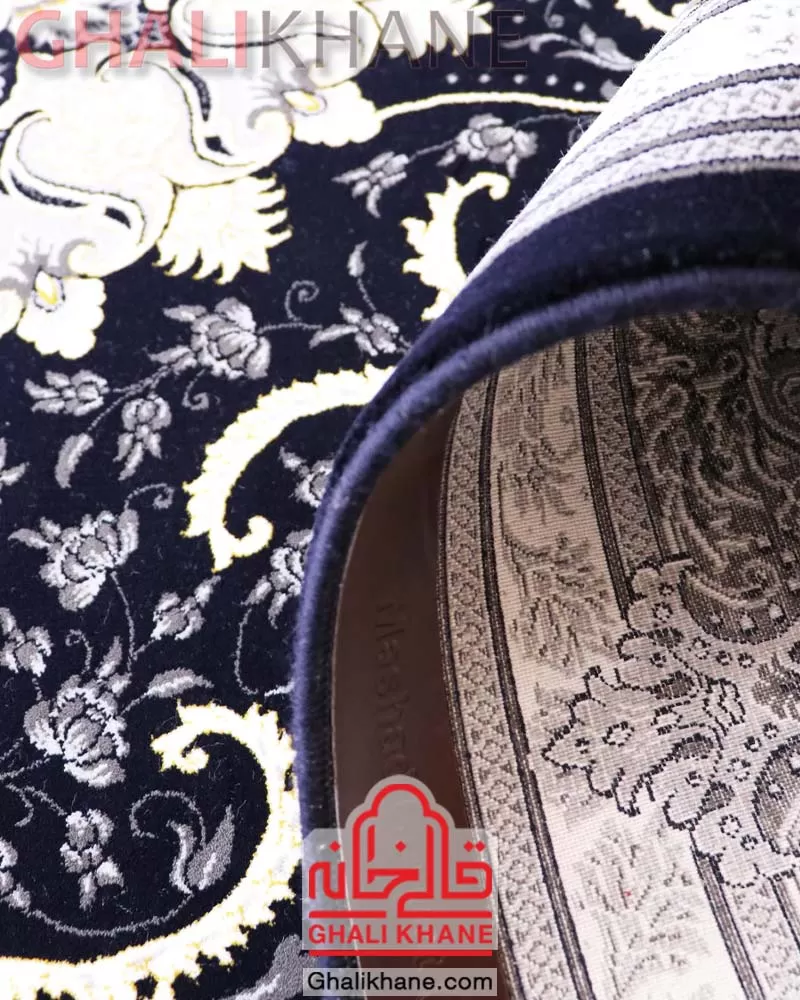فرش مشهد 700 شانه کد 722257 سرمه ای
