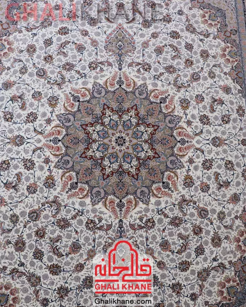 فرش ماشینی مشهد 1200 شانه کد 802079 کرم