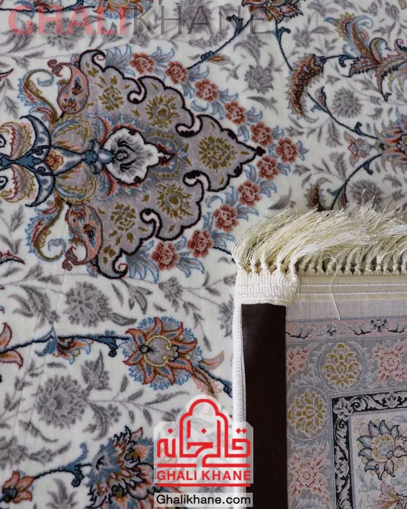 فرش ماشینی مشهد 1200 شانه کد 802079 کرم