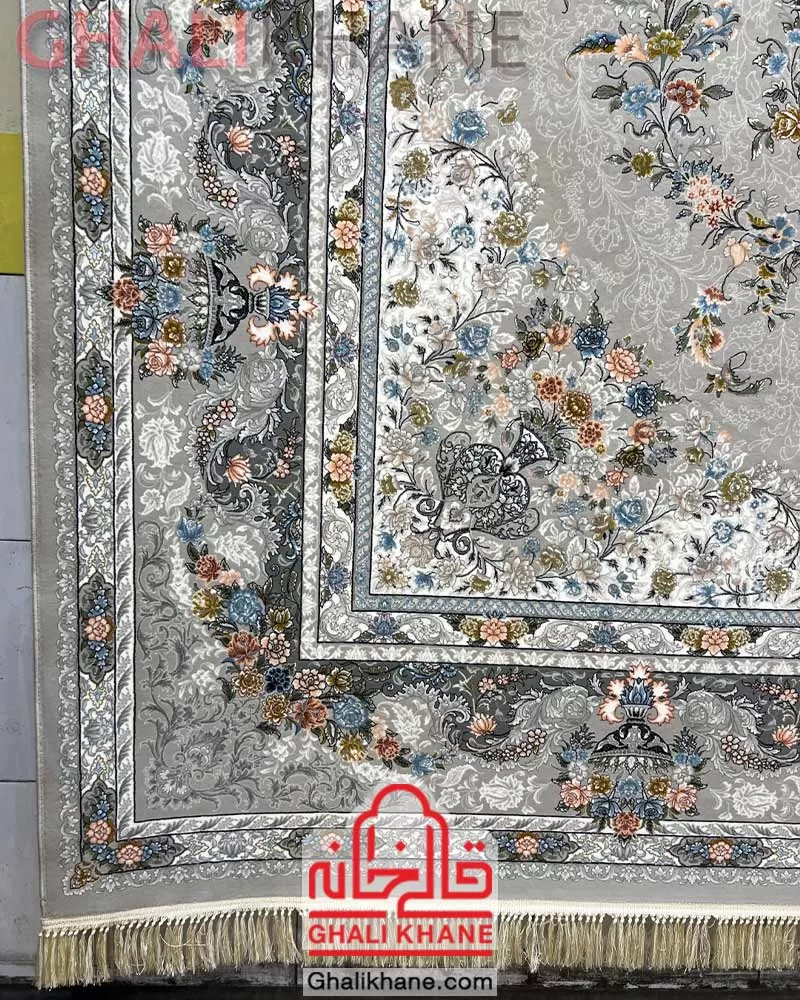 فرش ماشینی مشهد 1200 شانه کد 802100 نقره ای