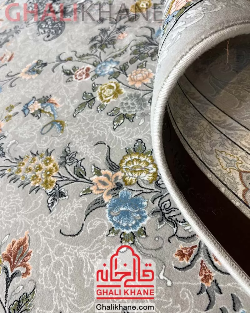 فرش ماشینی مشهد 1200 شانه کد 802100 نقره ای