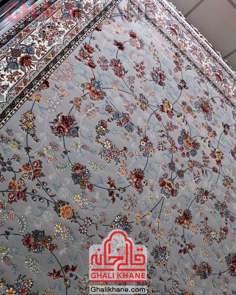 فرش ماشینی مشهد 700 شانه کد 722111 طوسی