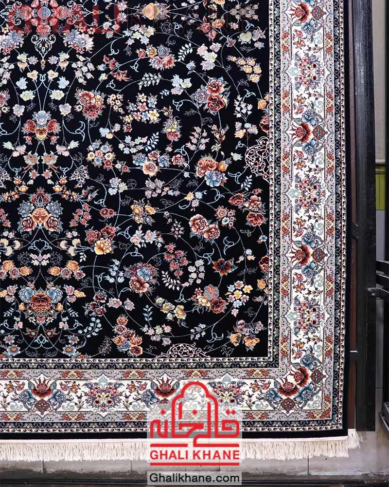 فرش ماشینی مشهد 700 شانه کد 722111 سرمه ای