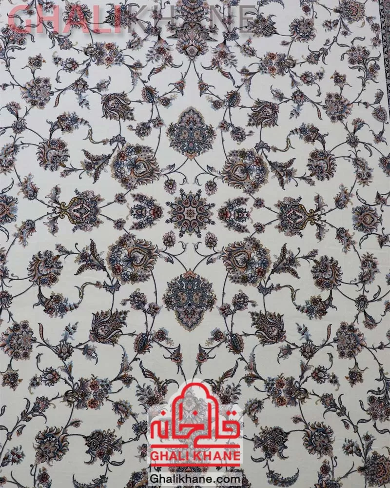 فرش ماشینی مشهد 1200 شانه کد 802109 کرم