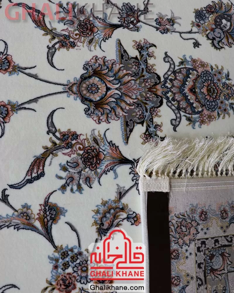 فرش ماشینی مشهد 1200 شانه کد 802109 کرم