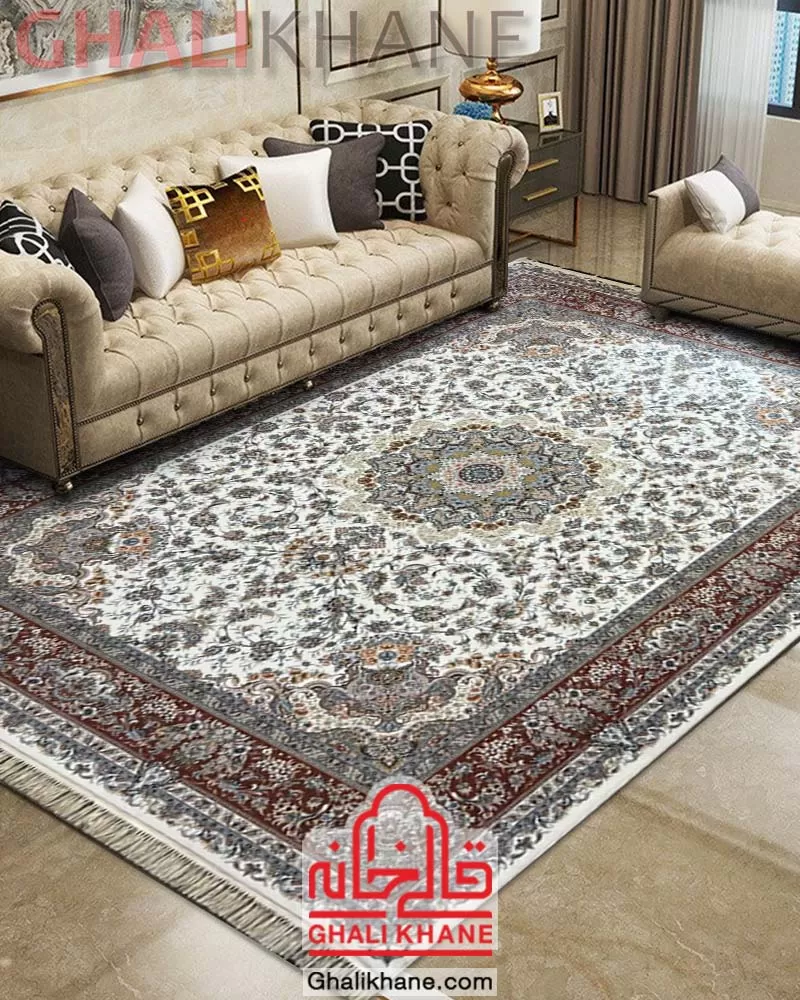 فرش مشهد 1200 شانه کد 802280 کرم