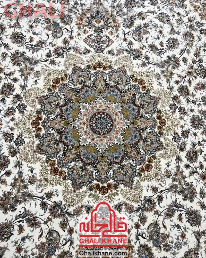 فرش مشهد 1200 شانه کد 802280 کرم