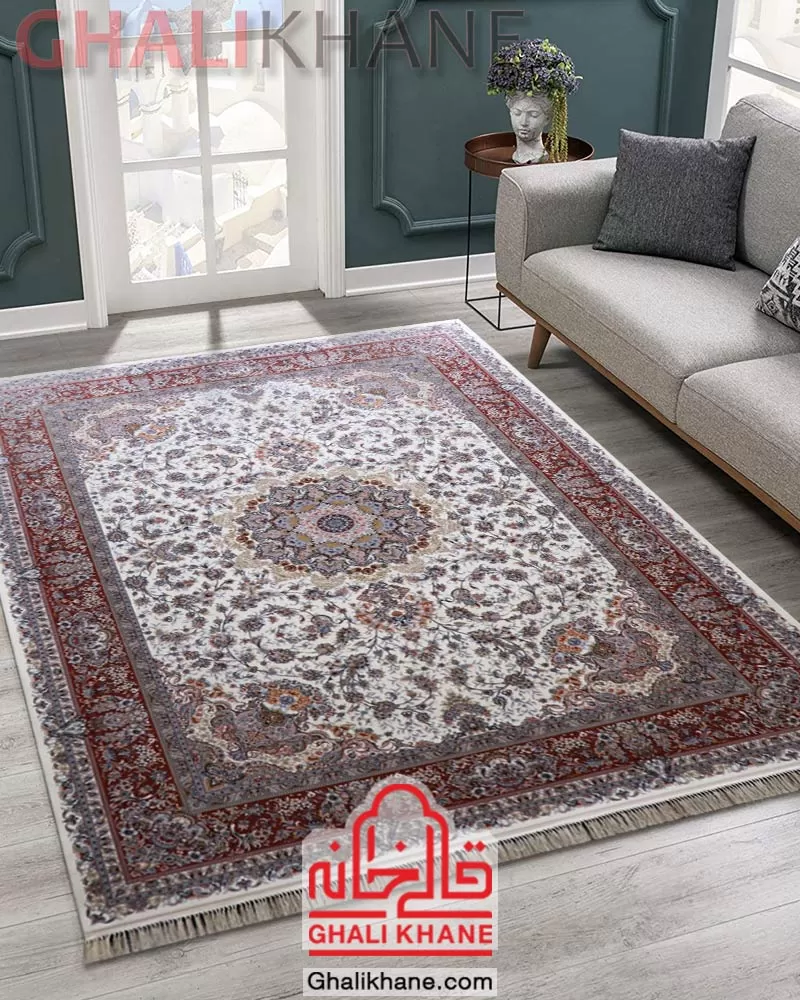 فرش مشهد کد 802280 کرم 1200 شانه