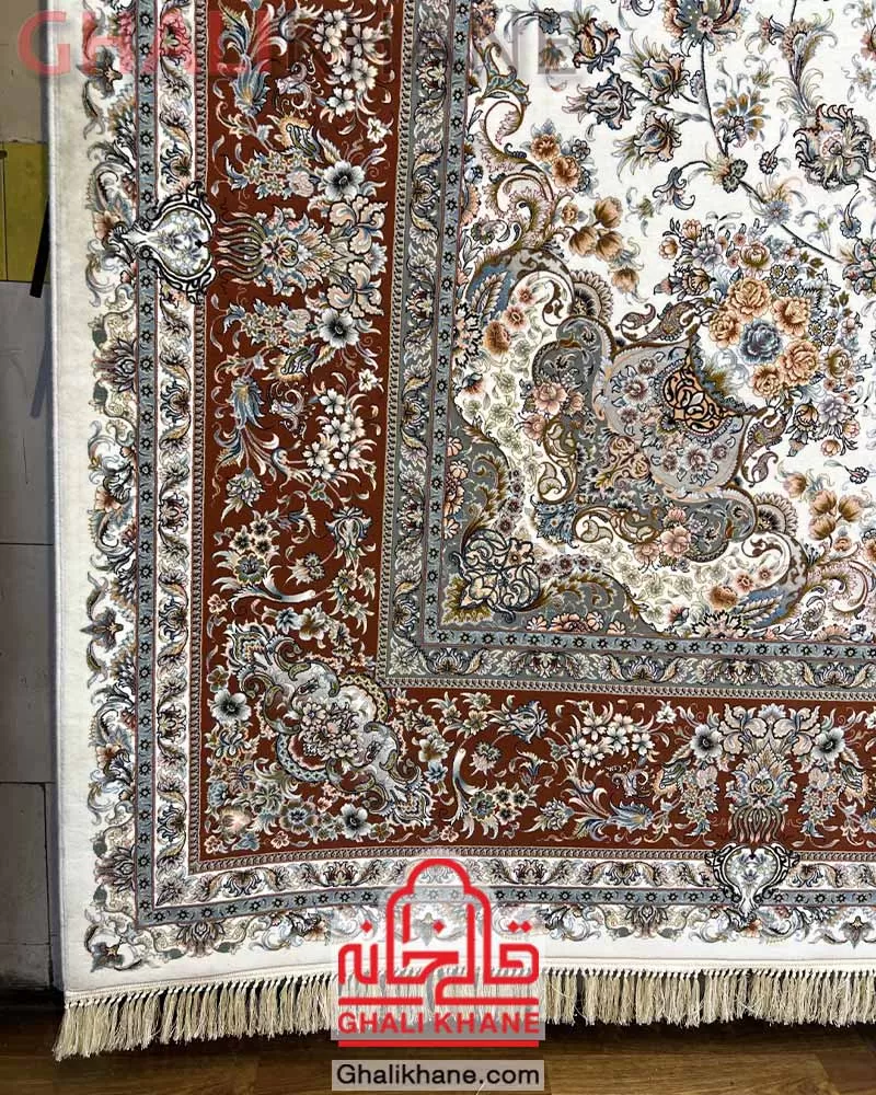 فرش مشهد 1200 شانه کد 802280 کرم
