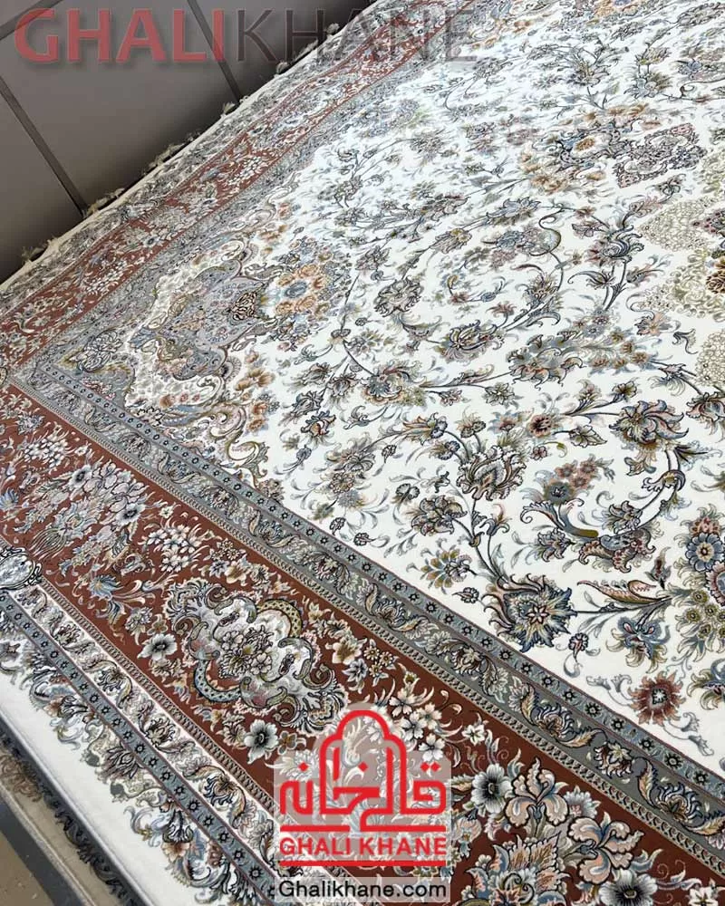 فرش مشهد 1200 شانه کد 802280 کرم