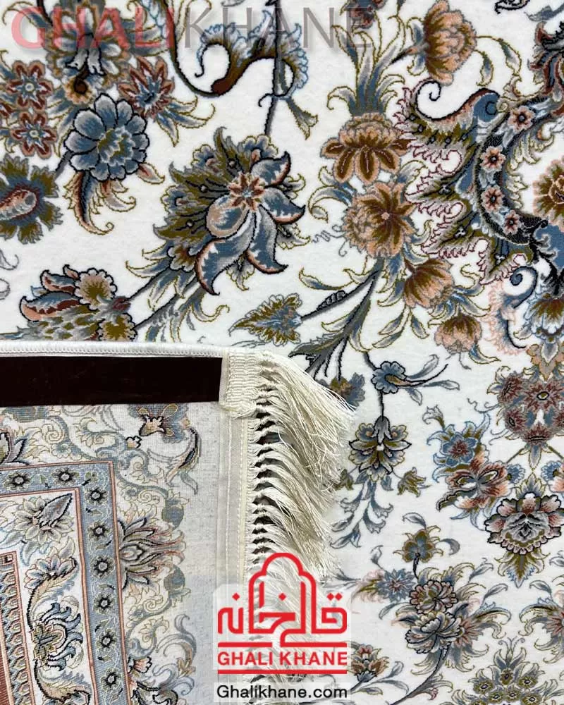 فرش مشهد 1200 شانه کد 802280 کرم حاشیه گلبهی