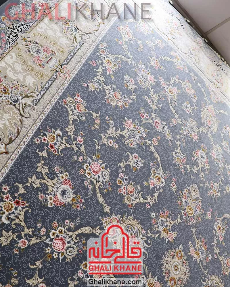 فرش مشهد 1200 شانه کد 803606 خاکستری