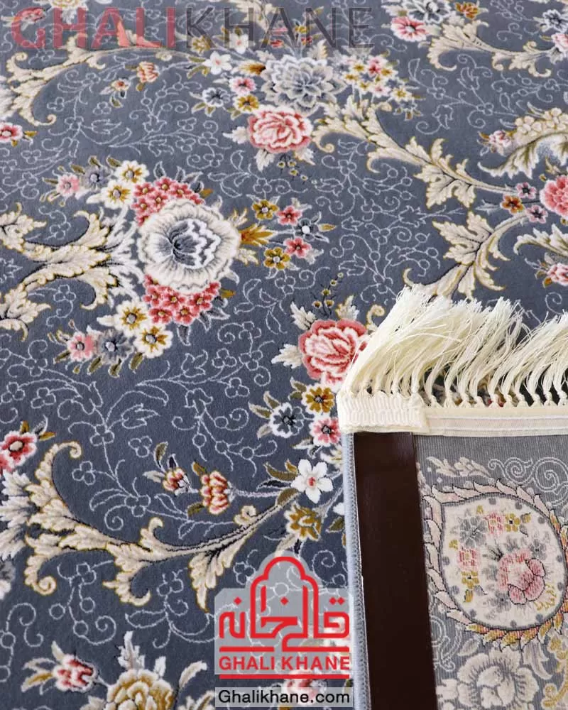 فرش مشهد 1200 شانه کد 803606 خاکستری