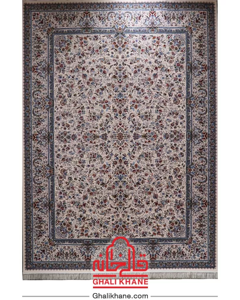 فرش مشهد 1500 شانه طرح افشان کرم کد 815052