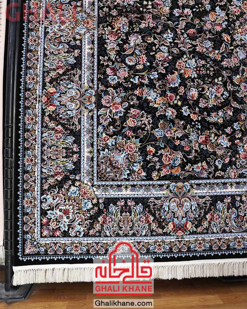 فرش مشهد 1500 شانه تراکم 4500 کد 815052 مشکی