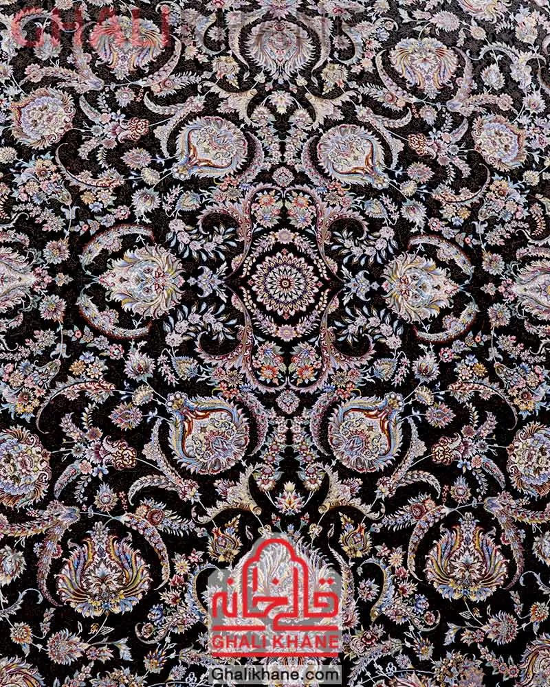 فرش مشهد 1500 شانه کد 815084 مشکی