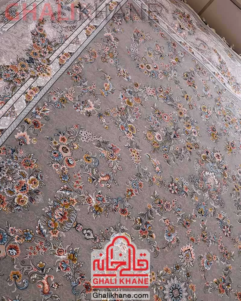 فرش مشهد 1200 شانه کد 802113 طوسی