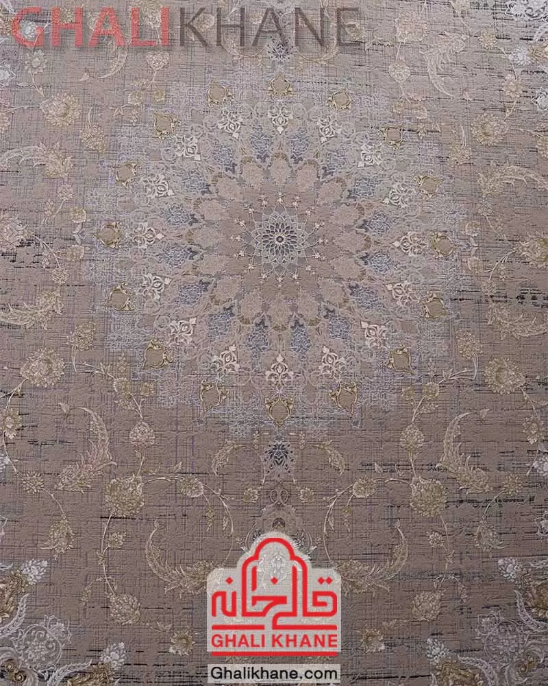 فرش مشهد 1200 شانه کد 803609 زغال سنگی
