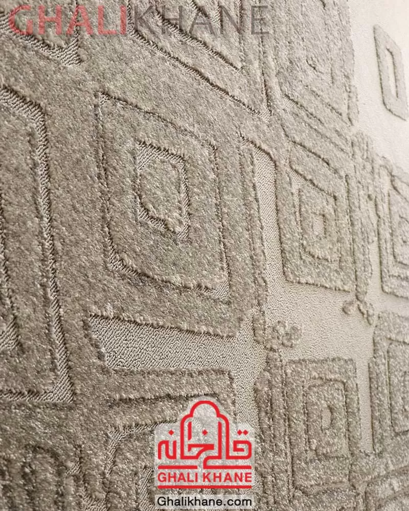 گلیم فرش ماشینی ساوین کد 7439 نقره ای روشن